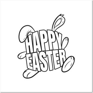 Logo "happy Easter Bunny As Color In Easter Posters and Art